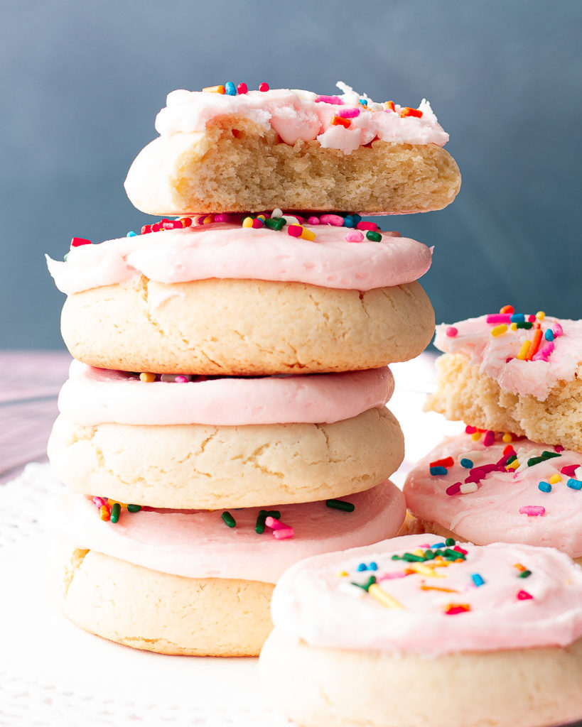 A stack of Lofthouse Sugar Cookies.